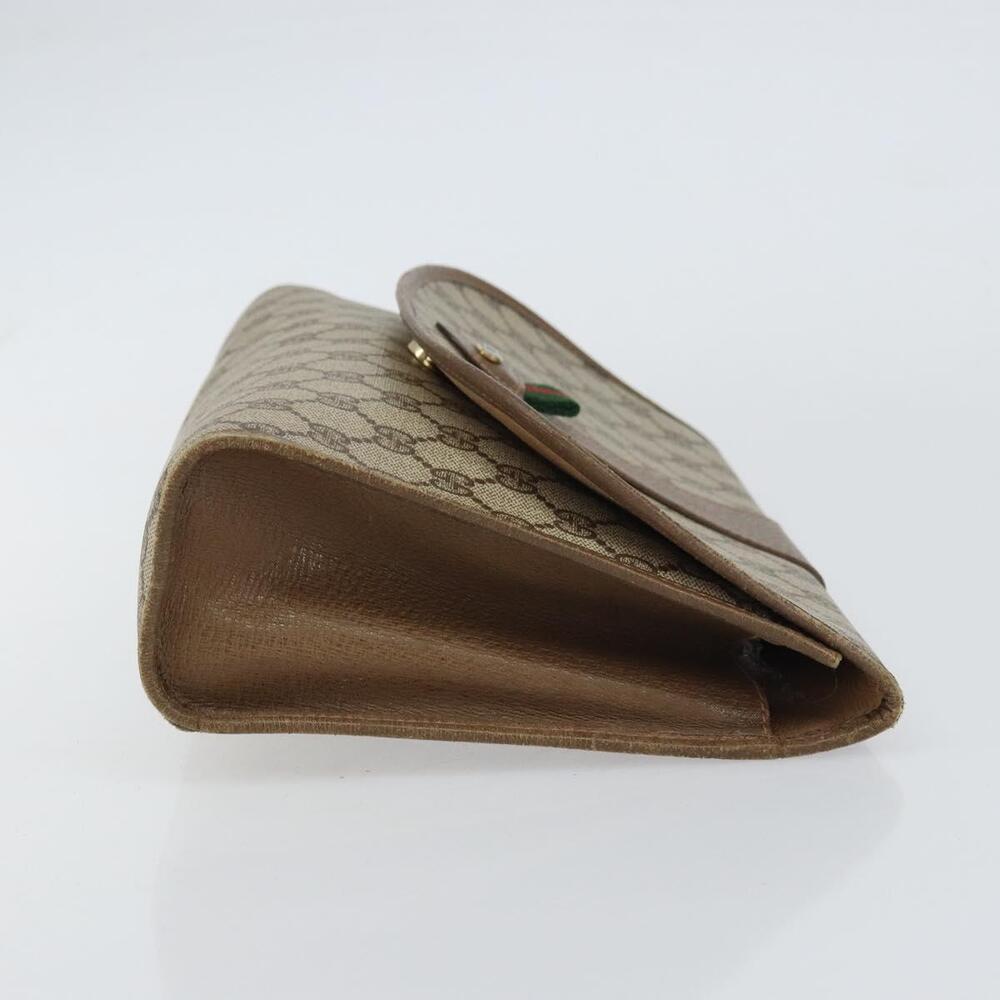 GUCCI GG Supreme Web Sherry Line Clutch Bag PVC Beige Gold 89 01 031 Auth 156430 - Picture 3 of 16